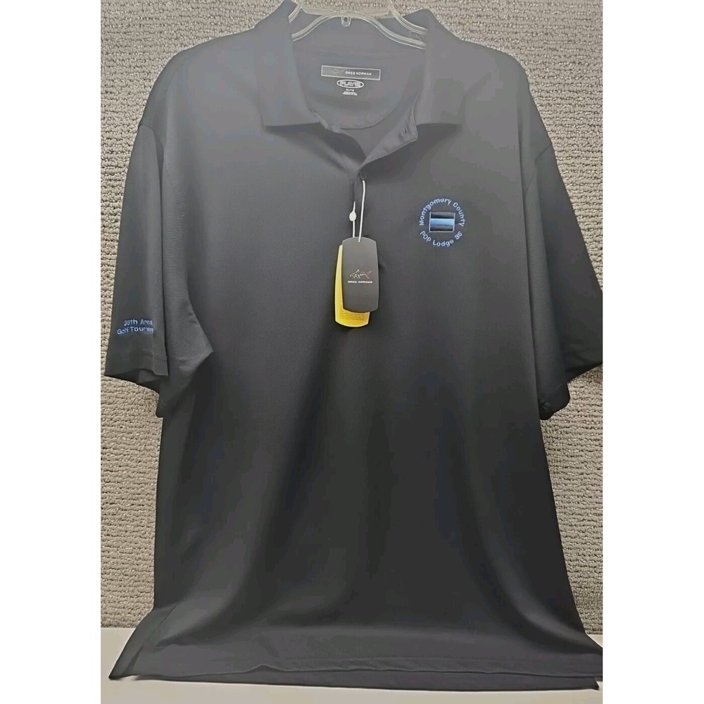 Greg Norman Golf Polo Shirt Mens XL Play Dry Performance Casual Black READ‎